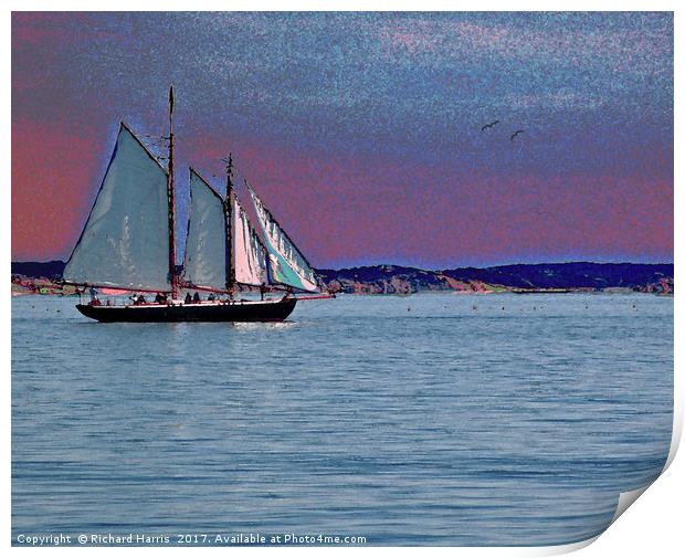 Sailing into the sunset Print by Richard Harris