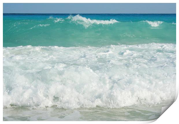 Waves, Cancun, Carribean sea, Mexico Print by Larisa Siverina