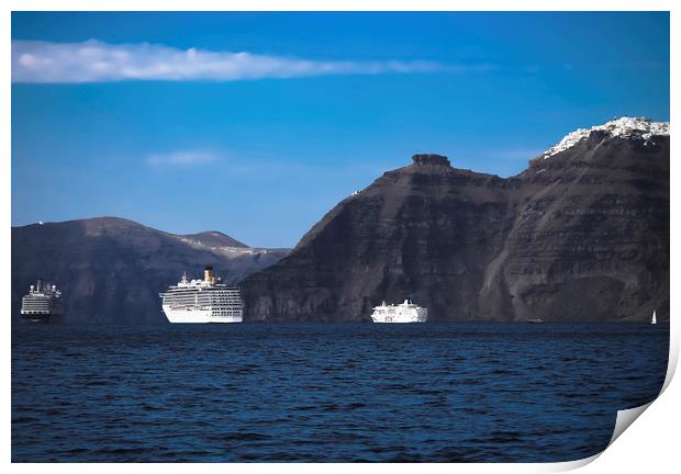 cruise liners in the Mediterranean Sea Print by Larisa Siverina