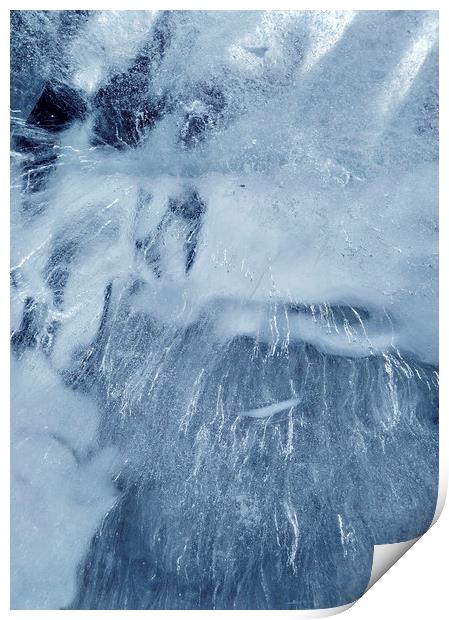 Abstract ice blue texture Print by Larisa Siverina