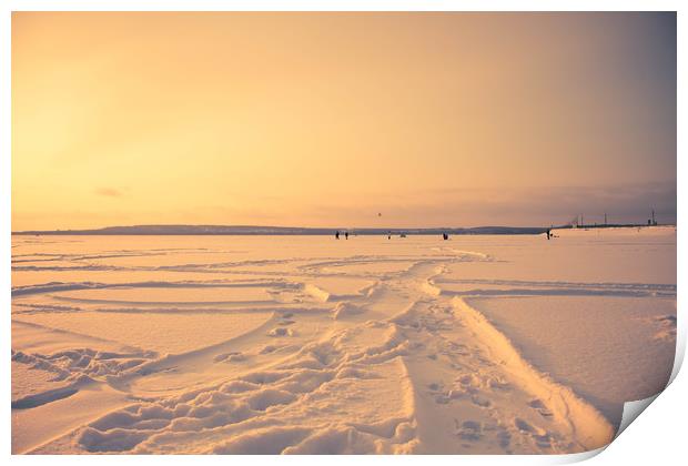 Winter frozen lake Print by Larisa Siverina