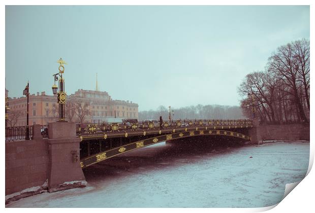 Snowy St. Petersburg Print by Larisa Siverina