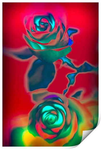 Neon roses Print by Larisa Siverina