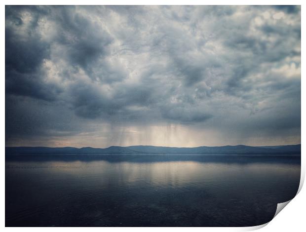 Thunderstorm on the Lake Turgoyak Print by Larisa Siverina
