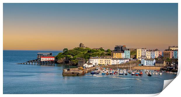 Sunset at Tenby Harbour, Pembrokeshire. Print by Colin Allen