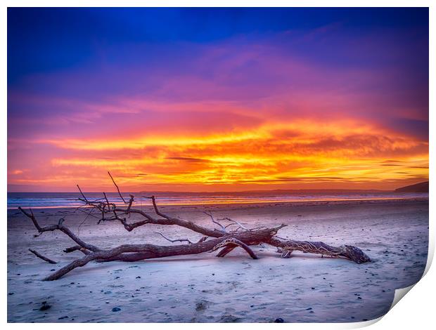 Desolation on Pendine Sands at Sunset. Print by Colin Allen