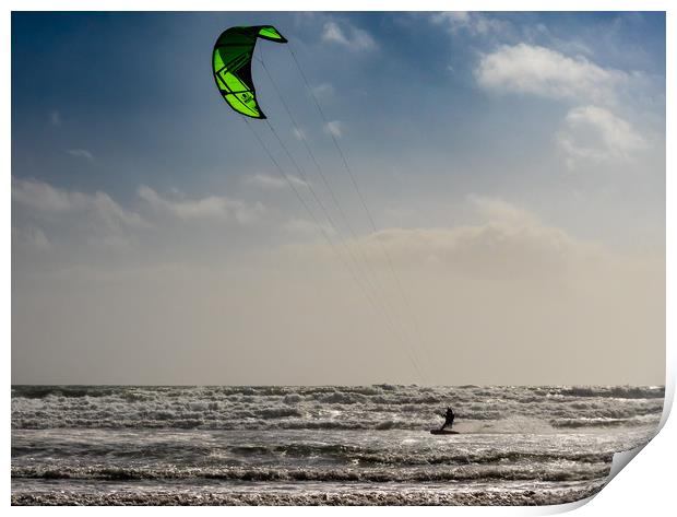 Para Surfing at Newgale.Pembrokeshire. Print by Colin Allen