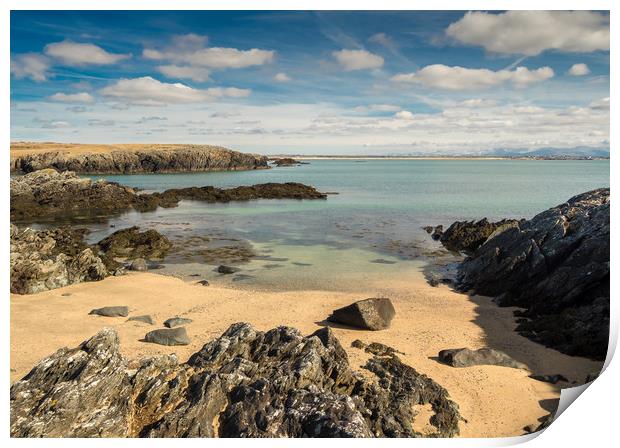 Snow-capped serenity in Rhoscolyn Cove. Print by Colin Allen