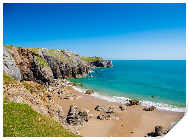 Flimston Bay, Stack Rocks, Pembrokeshire. Print by Colin Allen