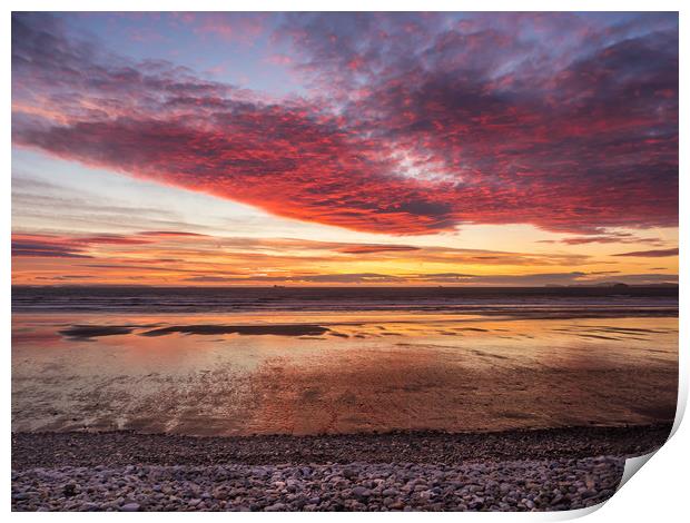 Glorious Sunset at Newgale. Print by Colin Allen