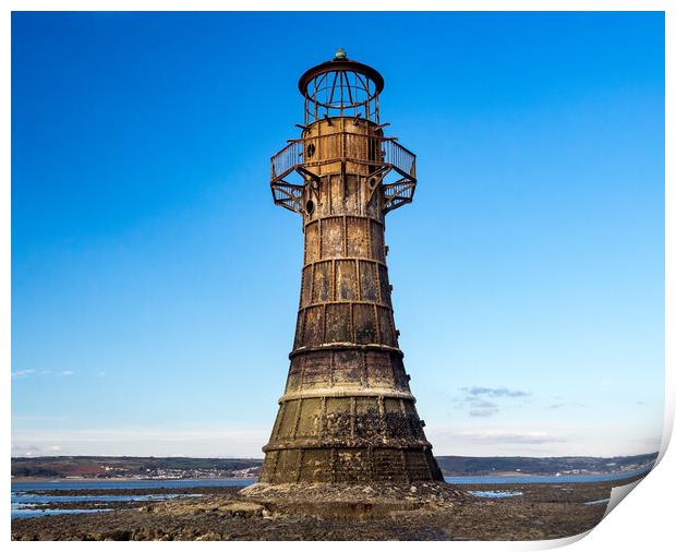 Whiteford Lighthouse at Whiteford Sands. Print by Colin Allen