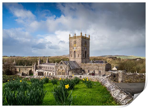 St David's Cathedral, Pembrokeshire, Wales.  Print by Colin Allen