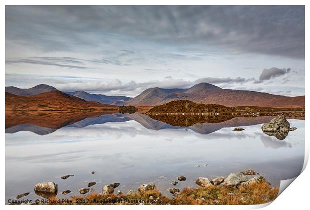 Rannoch Moor reflections Print by Richard Pike