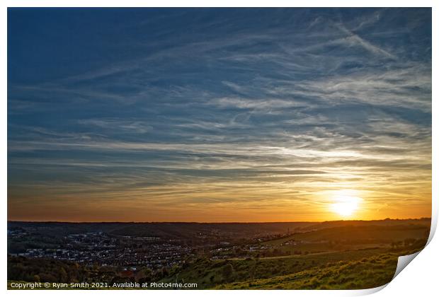 Sunset over Dover town Print by Ryan Smith