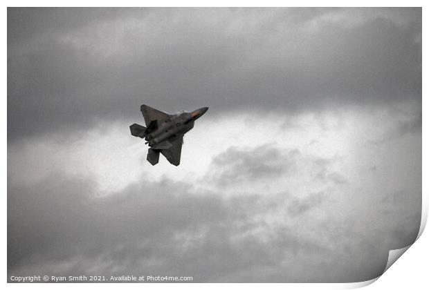 F22 Raptor on a cloudy day Print by Ryan Smith