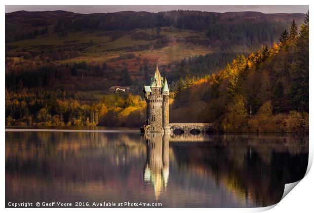 The Princess Tower Lake Vyrnwy Wales Print by Geoff Moore
