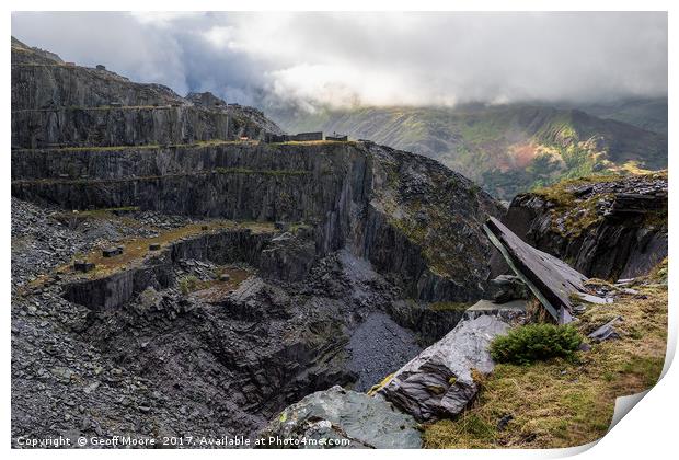 On A Knifes Edge - Dinorwic Quarry Print by Geoff Moore