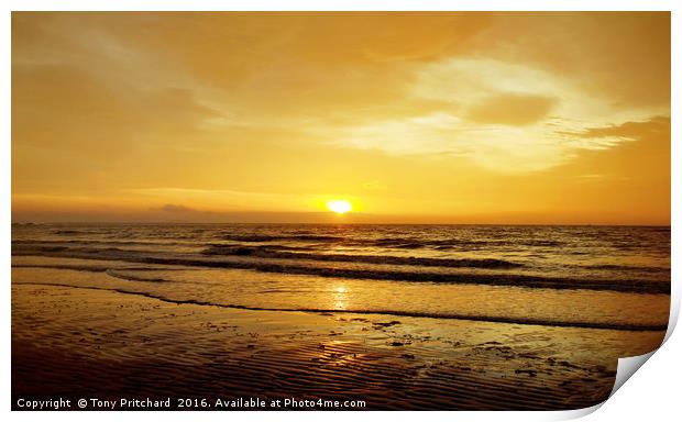 Golden Sunrise at Whitmore Bay, Wales Print by Tony Pritchard