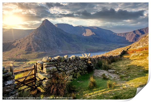 Sunrise over Tryfan Mountain Print by George Hopkins