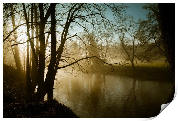 winter at the river Nidd in Knaresborough Print by mike morley