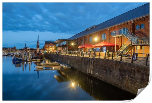 Swansea marina at dawn Print by Bryn Morgan