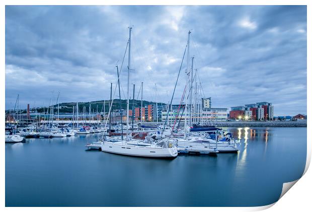 Boats at Swansea marina Print by Bryn Morgan