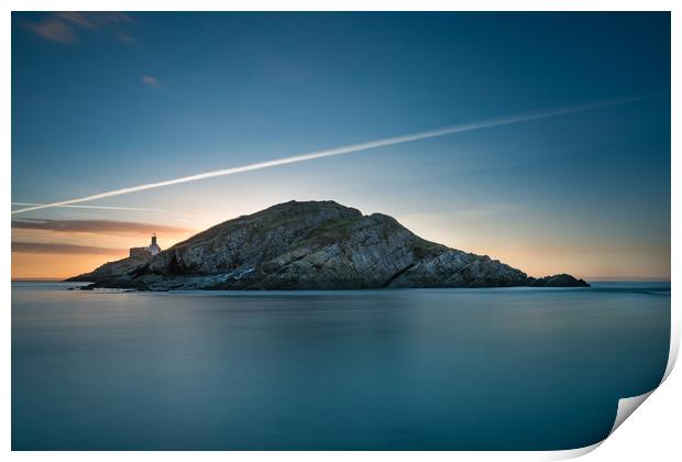 Early morning at Mumbles lighthouse. Print by Bryn Morgan