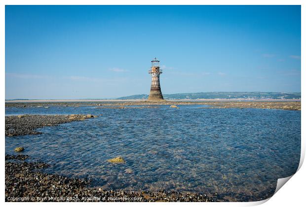 Whiteford Lighthouse on the Loughor estuary Print by Bryn Morgan