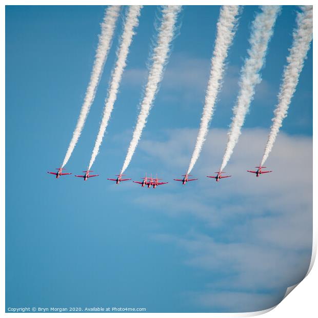 The Red Arrows, the Royal Air Force Aerobatic Team Print by Bryn Morgan