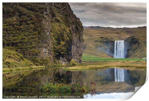 Icelands Skogafoss Print by Steve Lansdell