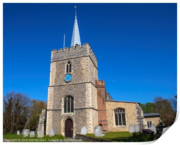 St. Mary the Great Church in Sawbridgeworth, Hertfordshire Print by Chris Dorney