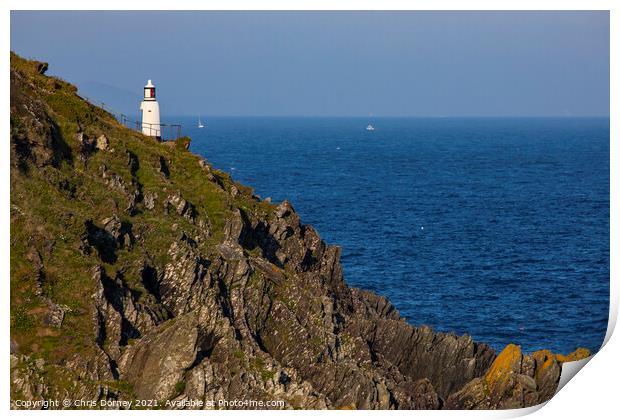 Spy House Point Lighthouse in Polperro, Cornwall, UK Print by Chris Dorney