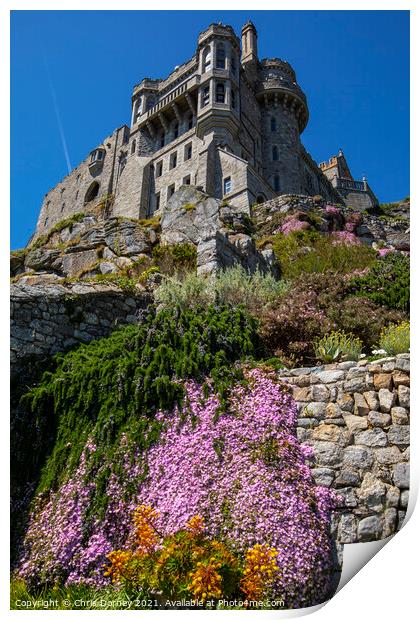 Castle Gardens at St. Michaels Mount in Cornwall,  Print by Chris Dorney