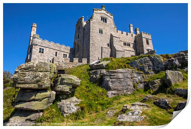 The Castle of St. Michaels Mount in Cornwall, UK Print by Chris Dorney