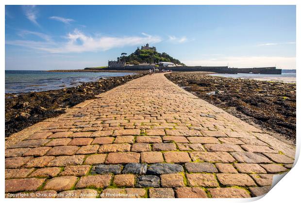 View of the Causeway and St. Michaels Mount in Cornwall, UK Print by Chris Dorney