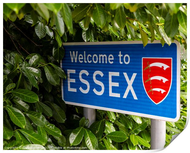 Welcome to Essex Sign Print by Chris Dorney