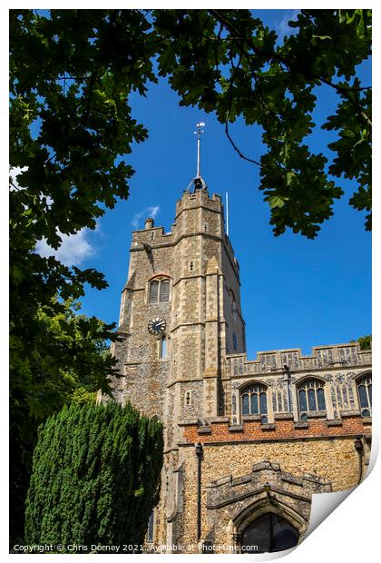 St. Mary the Virgin Church in Cavendish, Suffolk Print by Chris Dorney