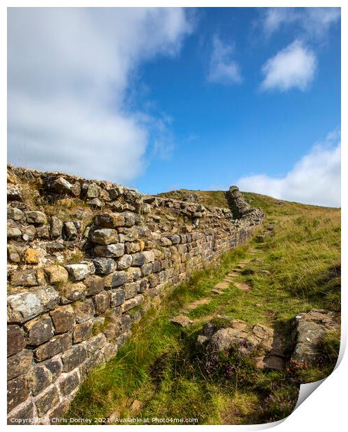 Hadrians Wall in Northumberland, UK Print by Chris Dorney