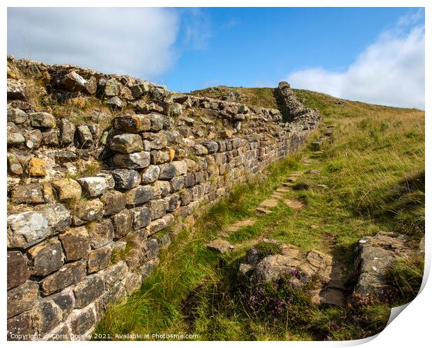 Hadrians Wall in Northumberland, UK Print by Chris Dorney