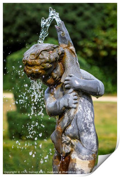 Fountain at Bridge End Garden in Saffron Walden, Essex Print by Chris Dorney