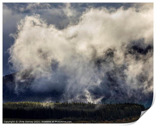 Mist and Clouds in the Scottish Highlands, UK Print by Chris Dorney