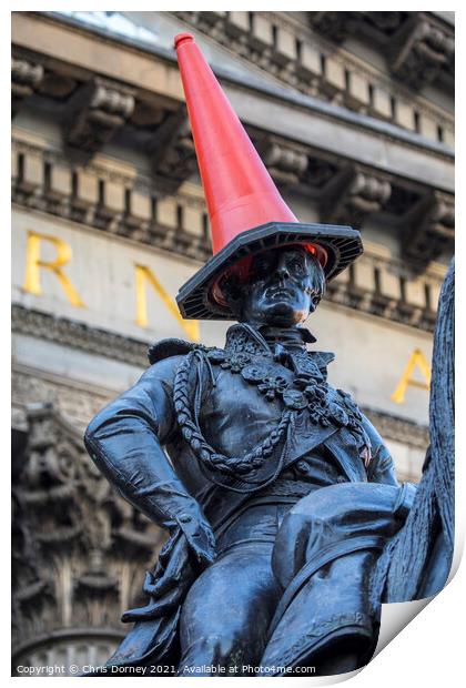 Duke of Wellington Statue in Glasgow, Scotland Print by Chris Dorney