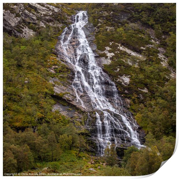 Steall Falls in the Highlands of Scotland, UK Print by Chris Dorney