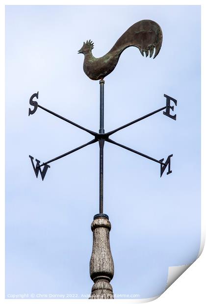 Weather Vane of the Curfew Tower in Moreton-in-Marsh, UK Print by Chris Dorney