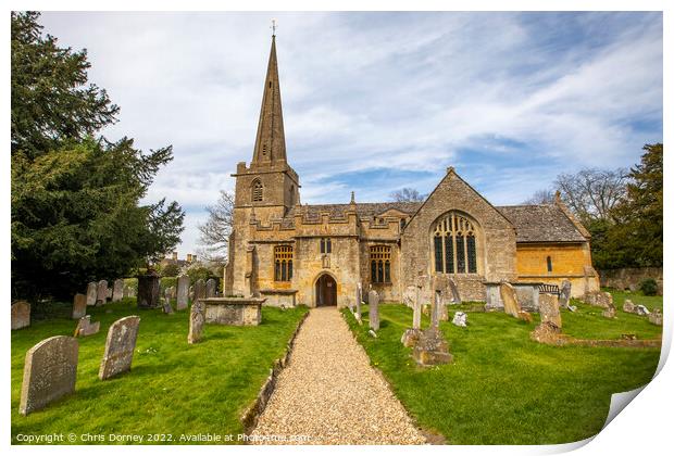 Church of St. Michael and All Angels in Stanton, Gloucestershire Print by Chris Dorney