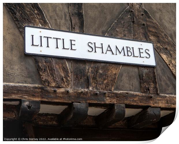 Little Shambles in York, UK Print by Chris Dorney