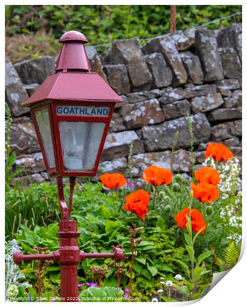 Vintage Lamp at Goathland Railway Station in Yorkshire, UK Print by Chris Dorney