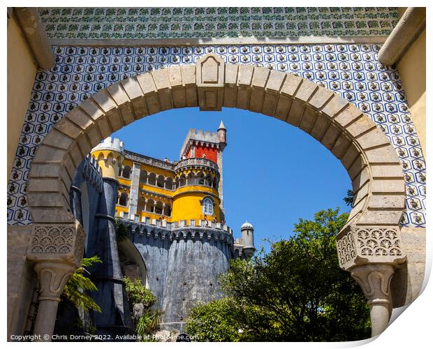 Pena Palace in Sintra, Portugal Print by Chris Dorney