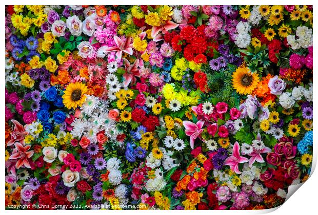 Wall of Artificial Flowers Print by Chris Dorney