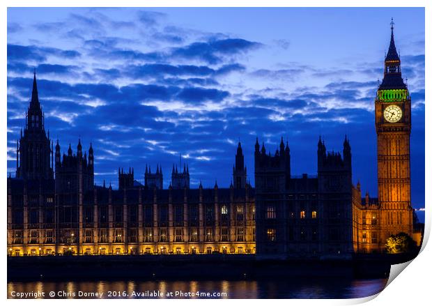 Houses of Parliament in London Print by Chris Dorney